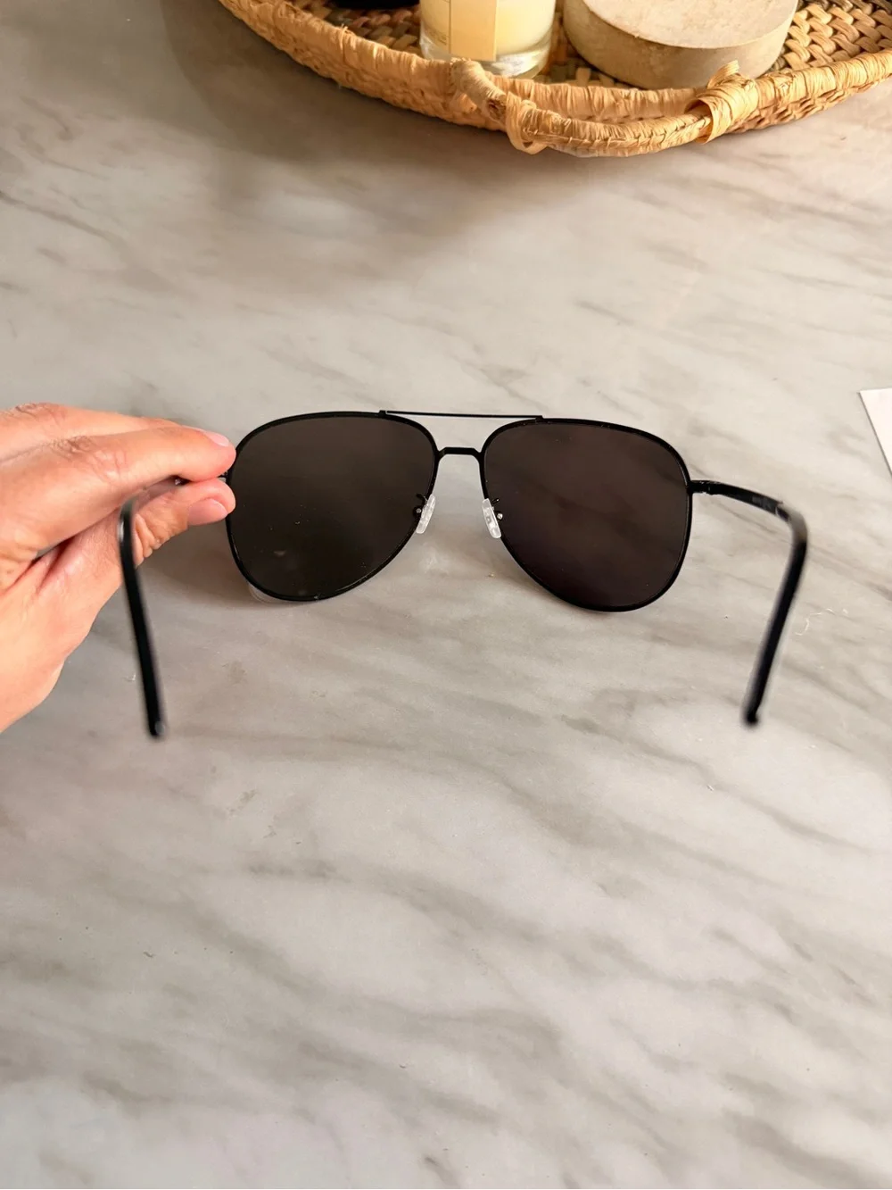 Saint Laurent Men's Black Aviator Sunglasses - Classic Metal Frame